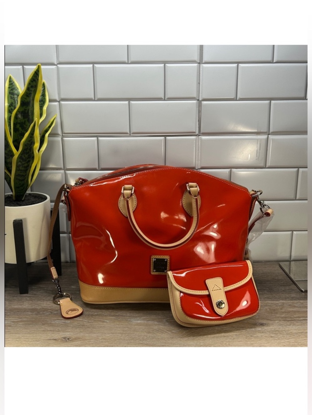 NWOT 3 PIECE SET Dooney & Bourke Orange Patent Leather